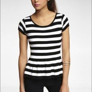 Express Short Sleeve Stripe Peplum Top